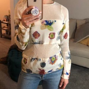 Floral mesh top